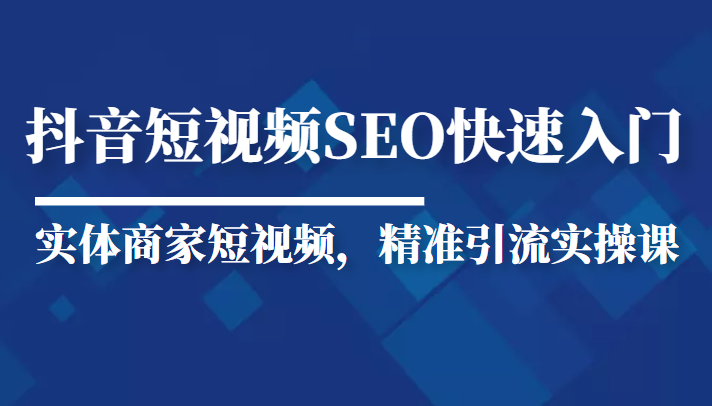 抖音短视频Seo搜索排名优化新手快速入门教程，实体商家短视频，精准引流实操课 图1